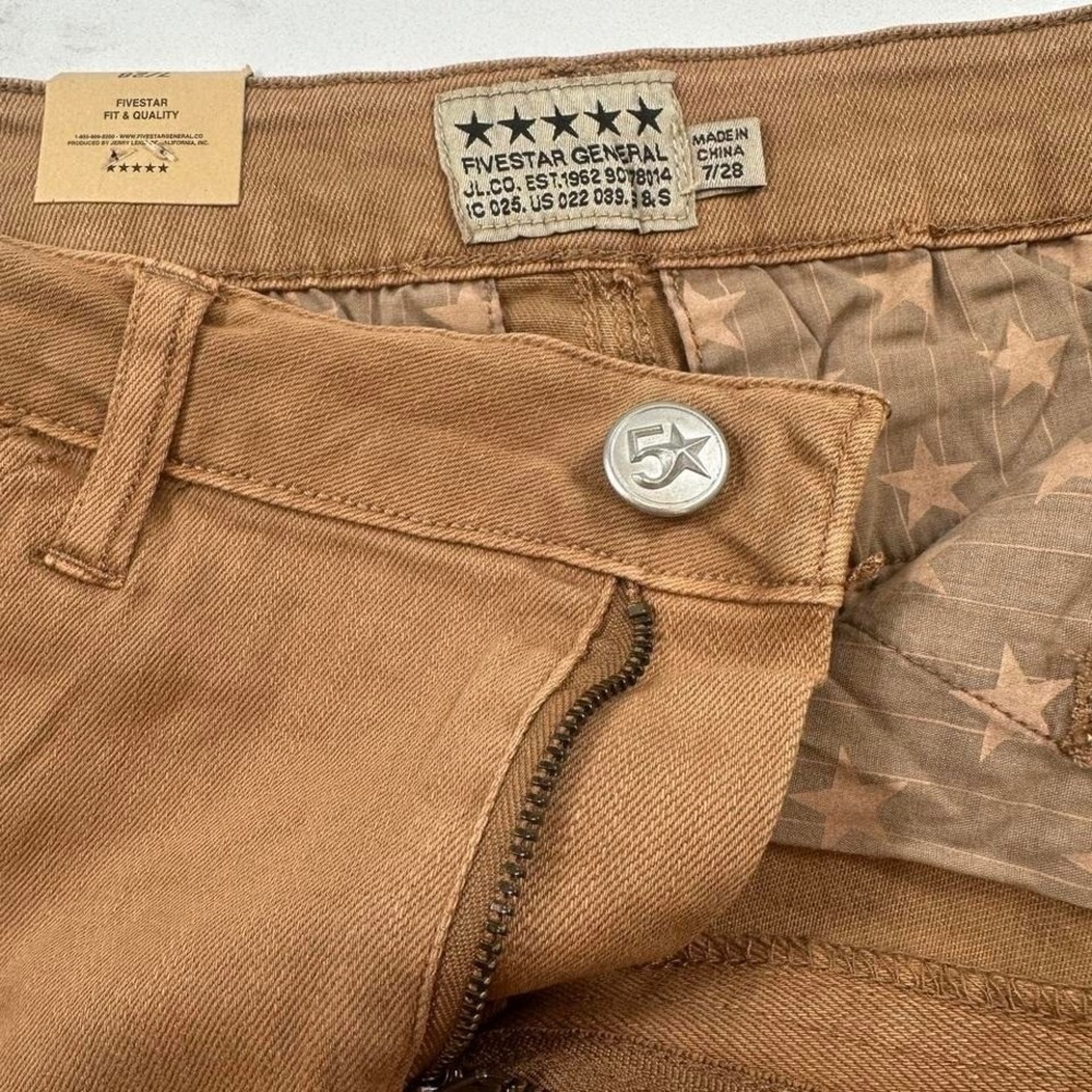 NWT FiveStar General Cargo Shorts Womens 7/28 Tan Brown Flex Side Pockets Mid - Picture 3 of 7